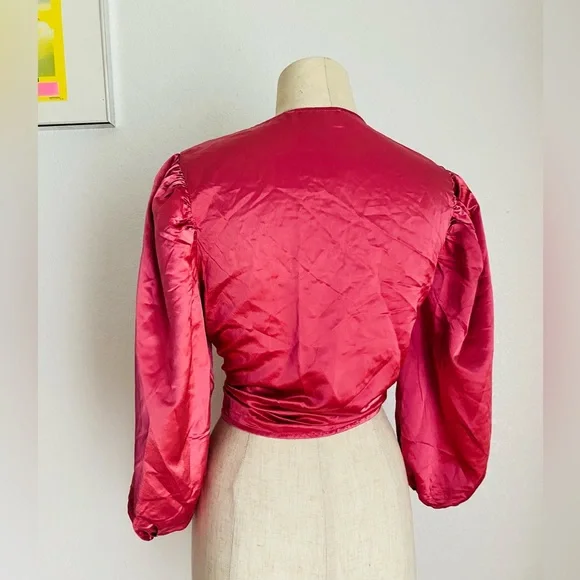 Forever 21 Red Satin Tie-Front Top - Picture 7 of 10